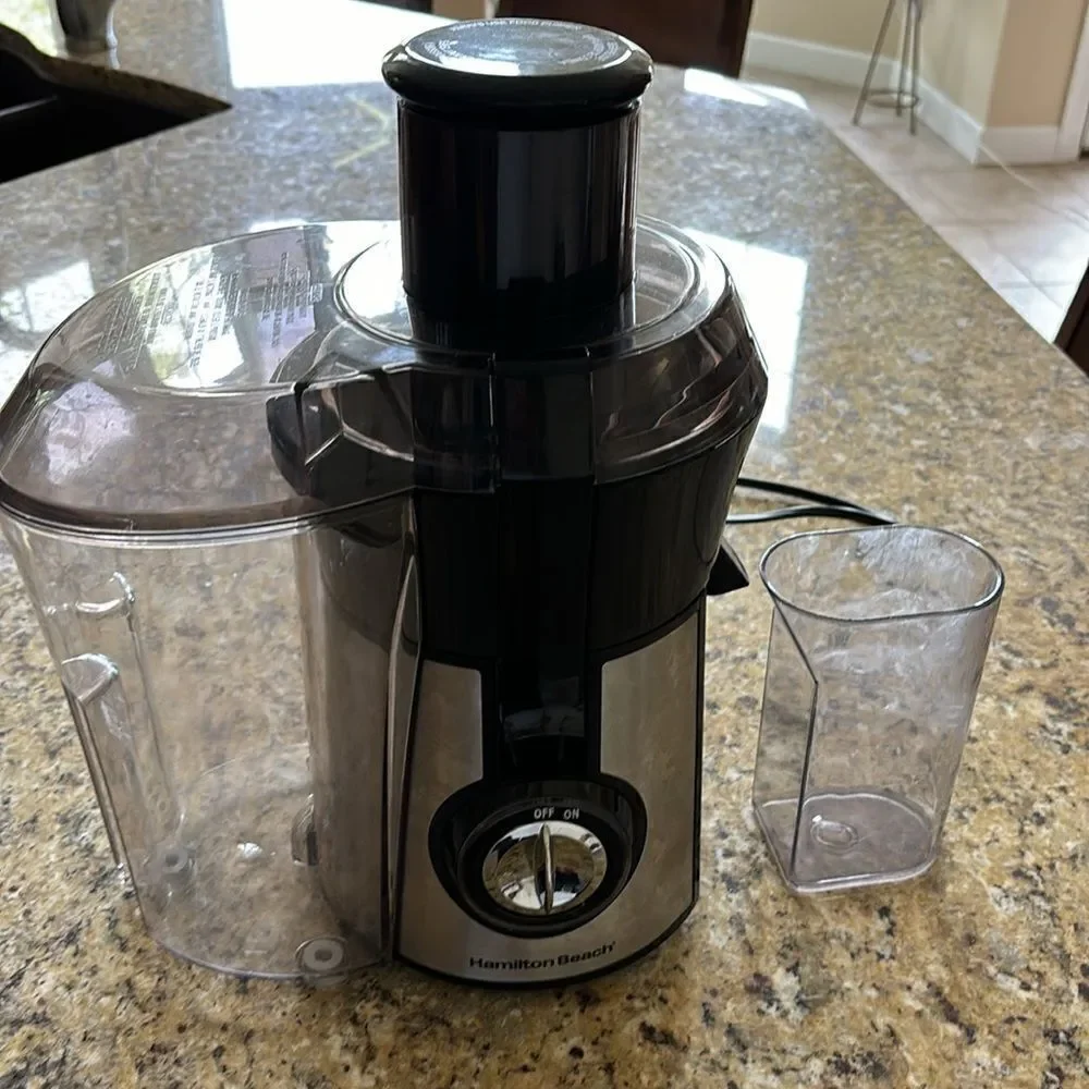 Hamilton Beach Juicer 1 Speed Big Mouth Juice Extractor in Black Stainless Steel